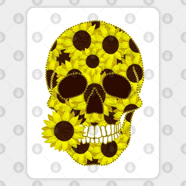 Sunflower Skull Magnet by Nuletto